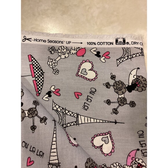 1 Yd X 45” Wide Cotton home decor HOME SEASONS Fabric Puppy Love French Poodle - Picture 2 of 3